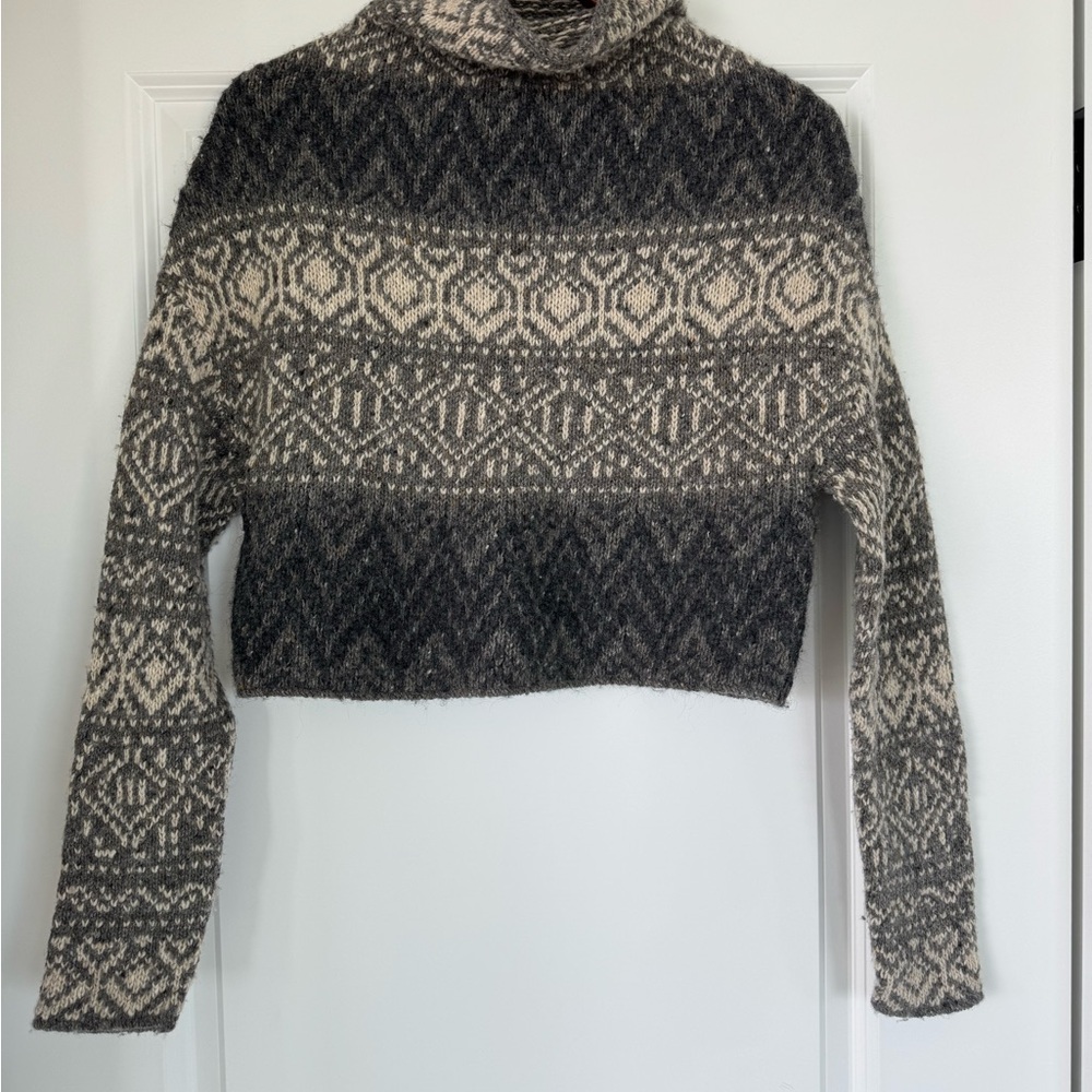 Vince Black and Cream Patterned Turtleneck Sweater